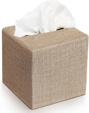 Stylish Tissue Box Cover - This Burlap Holder Instantly Covers Your Square Tissu