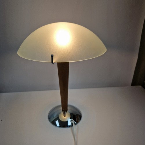 Lampada vintage Ikea KVINTOL legno faggio vetro cromato art deco fungo lampada da tavolo - Foto 3 di 14