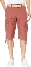 Mens Belted Cargo Shorts Relaxed Fit Twill Cotton Multiple Pockets Big and Tall