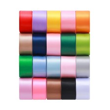 KEOSREE 1inch 20 Colors Satin Ribbon Set, 1 X2Yd x 20Rolls Rainbow Ribbons for