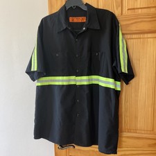 Red Kap Hi Vis Reflective Work Shirt Short Sleeve Navy-Blue/Green Mens XXL