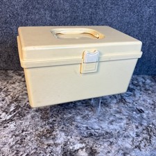 Vtg~Wil-Hold Wilson Cream Sewing Box Removable Notions Tray~9"