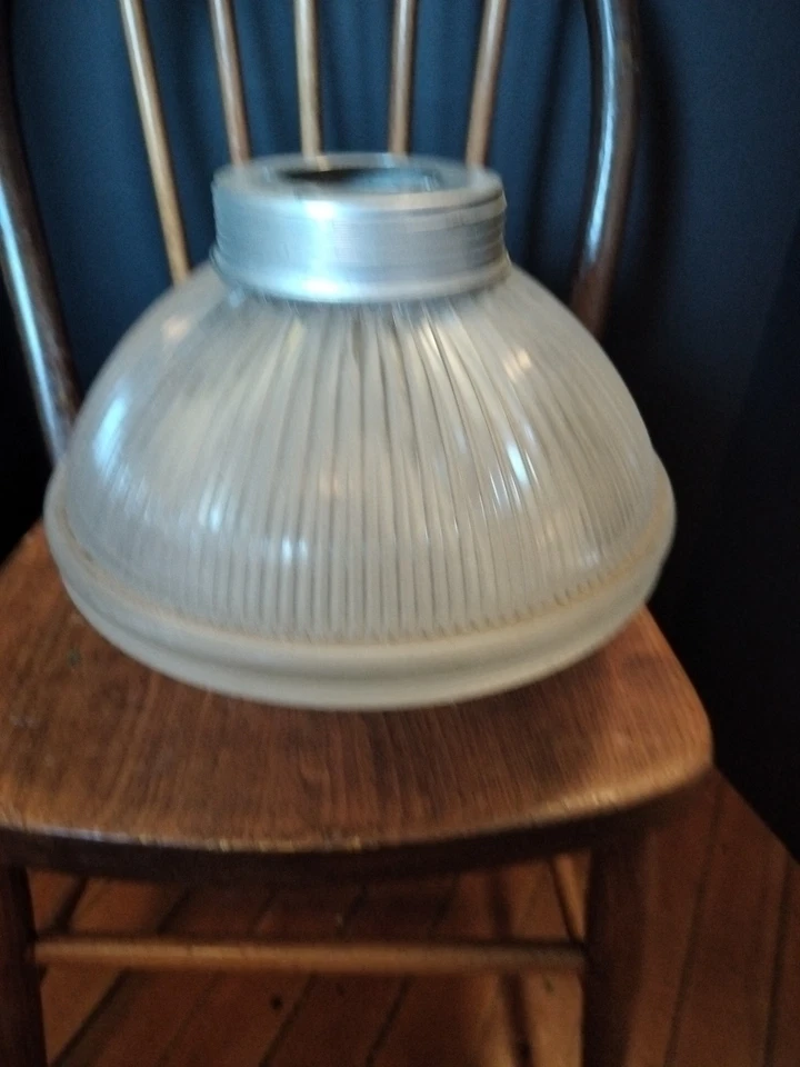 Lámpara de techo colgante industrial de vidrio texturizado holofano de 9" 721-22B? Reparación Foto 4 de 4