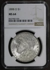 1898-O (MS64) Morgan Silver Dollar $1 NGC - Looks Gem