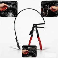 UK Flexible Long Reach Locking Hose Clamp Ratchet Tool Removal Pliers Clip Band