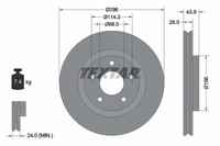 2X Textar Bremsscheibe 92167405 Passend FüR Nissan