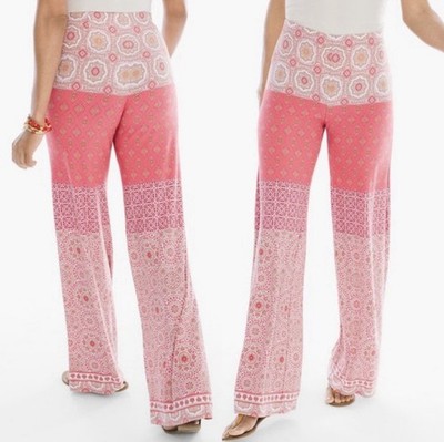 Chico's Cala D'Or Palazzo Pants Women Sz 0 (S/4) Wide Leg Pull On Pants