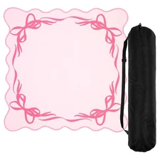 Pink Scalloped Bow Mahjong Mat Coquette Mahjong Table Mat with Carrying Bag 3...