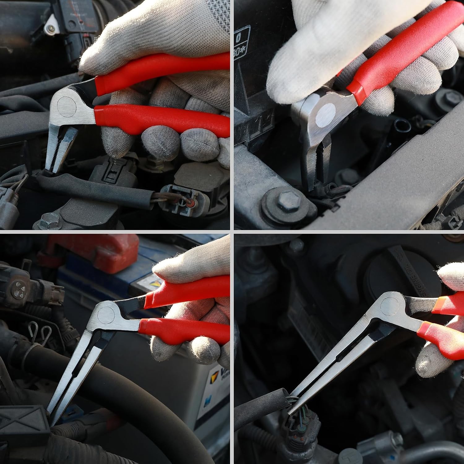 6"&8" Kiwi Bent Head Needle-Nose Pliers, Angled Head Long Nose Pliers