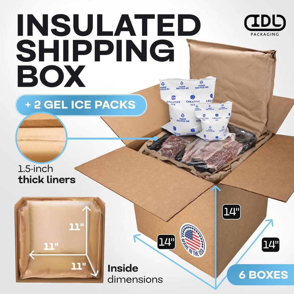 Insulated Thermal Shipping Boxes 14"x14"x14" with 2 Gel Ice Packs, Pack of 6 ... - Image 2 of 4