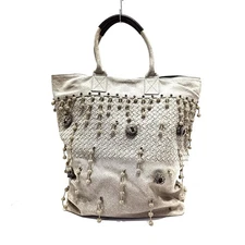Auth BOTTEGA VENETA Intrecciato - Beige Canvas Leather 1************* Tote Bag