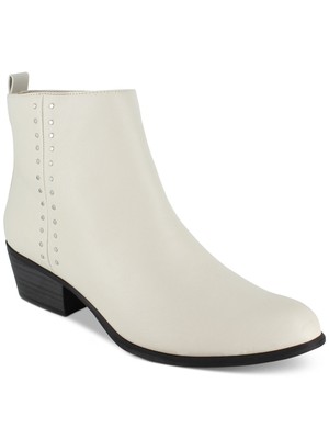 ESPRIT Womens Beige Comfort Studded Pointed Toe Stacked Heel Booties 9