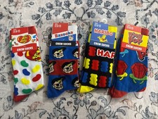 Lot Of 4 Novelty Unisex Crew Socks, Candy  Size 6-13 New With Tags 