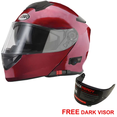 Vcan V271 Bluetooth Casco de motocicleta Brillo Borgoña Libre Visera oscura - Imagen 1 de 2