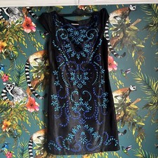 Embroidered blue and black Dress