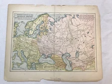 Vintage Color Map of Western Portion of the Russion Empire Pre 1917 Matthews-N