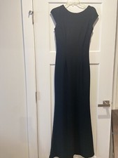 Betsy Adam Black sleeveless long dress open back accent lined women's size 6