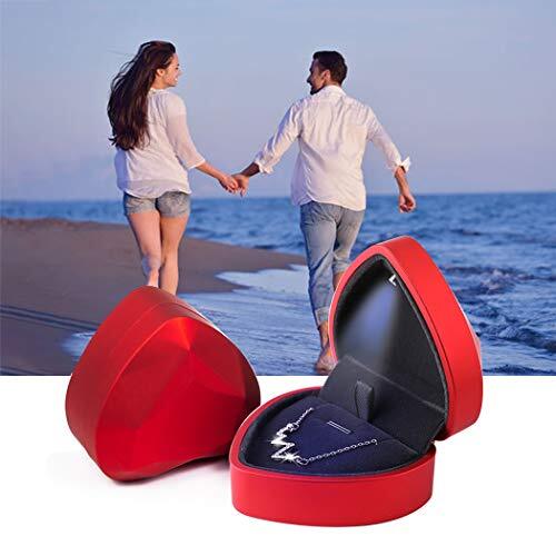 Pendant Necklace Box with LED Light Heart Shape Jewelry Gift Box Bracelet Red - Picture 7 of 7
