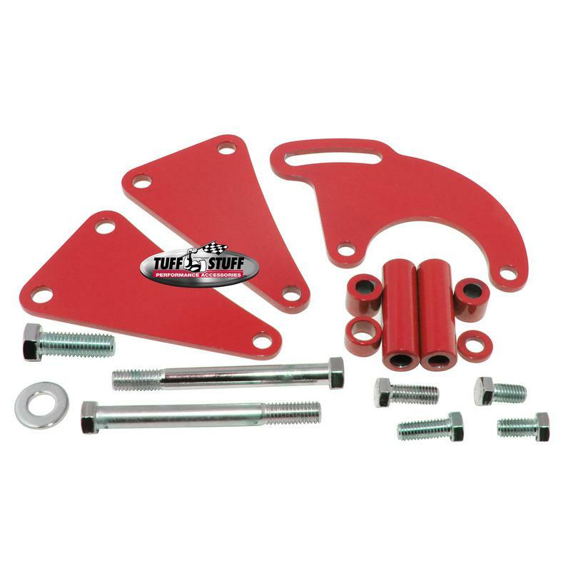 Tuff Stuff Power Steering Pump Bracket 6507BRED; Red Steel for BBC w
