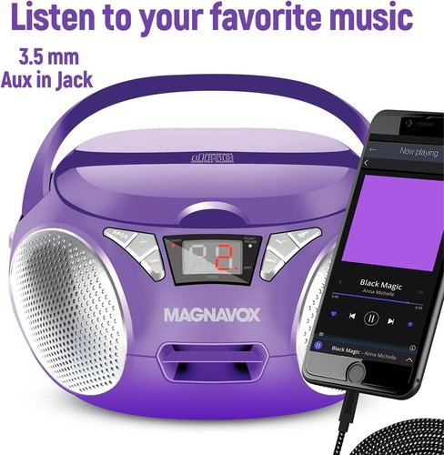 Boombox CD portátil Rich Sound - Radio AM/FM, entrada AUX y diseño compacto púrpura - Imagen 7 de 9