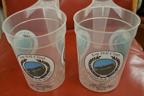 2019 Kop Hill Climb - Pair of 1 Pint Souvenir Stackable Plastic Beer Glasses x2 - Picture 3 of 11