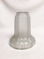 Old Frosted White Ribbed Art Glass Lamp Shade Light Globe 2    Fitter 1 of 10