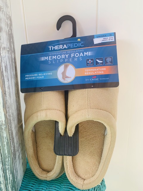 Therapedic Memory Foam Slippers Unisex Women 8/9 Men 9/10 Brown for sale online | eBay