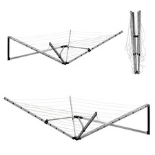 Wall Mounted 5 Arm 26m Clothes Airer Folding Concertina Cloth Dryer Washing Line