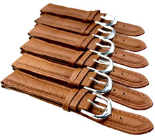 20MM Brown TAN Genuine Leather Grain Watch Band, Lot of 6 Bands