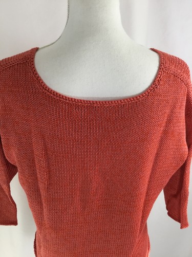 Peruvian Connection Womens Size M Knit Cotton Top Orange 3/4 Sleeves - Picture 6 of 12