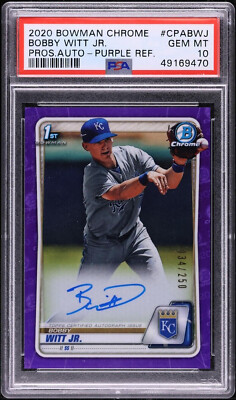 その他 MLB Bobby Witt Jr. PSA10 PSA 10 BOBBY WITT JR. AUTO 2020 Bowman Chrome PURPLE