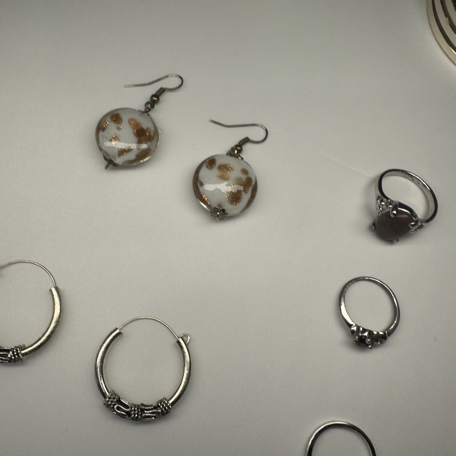 Job Lot Of Silver Tone Jewellery Inc Necklaces , Bracelets , Earrings