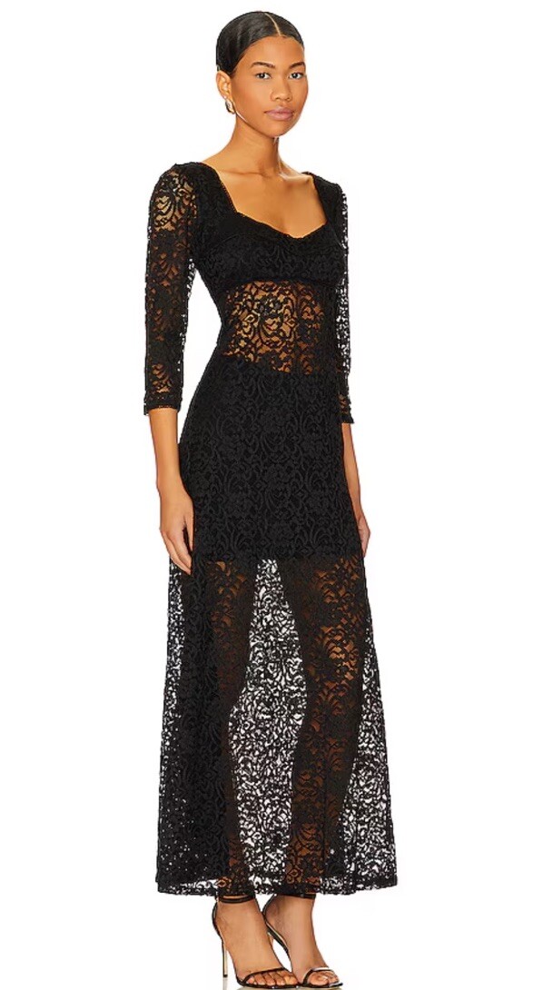 ⚜️HOT⚜️NEW! Free People x Revolve Adored Lace Midi/Maxi Dress Black Size XS