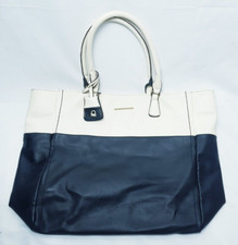 United Colors of Benetton borsa tote foderata nera e beige tasca interna con zip