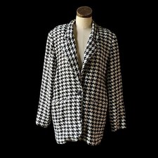 Vintage STRINGBEAN Black White Houndstooth Blazer Jacket USA LARGE