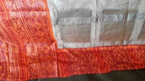 Grand Coupon En Soie Naturelle - Ancien Sari Recyclé - Occasion Bon état