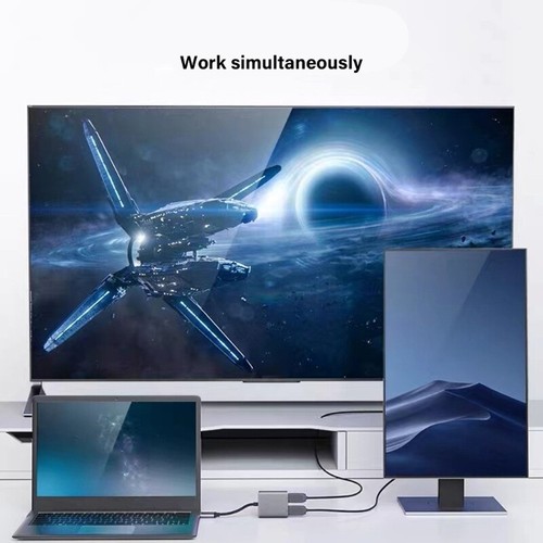 USB C Double Monitor Converter Split Screen for Laptops Fast Data Transfer - Zdjęcie 2 z 8