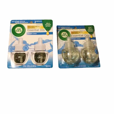 Air Wick Fresh Linen Scented Essentials Oils Plug In 4 Refills (2 Twin Packs)