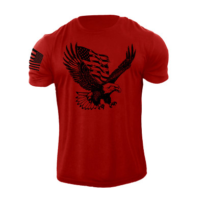 New Men's Distressed USA Eagle Flag T-Shirt Patriotic American Graphic Tee