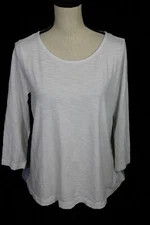 VINEYARD VINES BLOUSE SZ S WHITE FRONT BLUE STRIPE BACK SCOOP NECK 3/4 SLEEVES