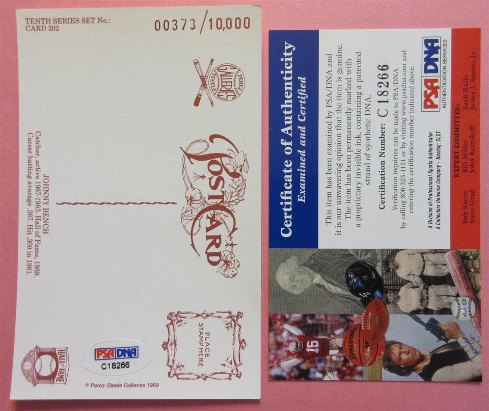 Johnny Bench Signed Perez Steele - PSA DNA - Image 2 of 2