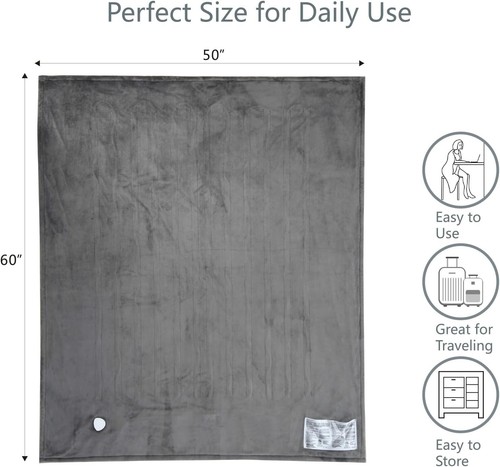 Versatile 50"x60" Heated Blanket - Certified, Machine Washable, Cozy Grey - Picture 9 of 9