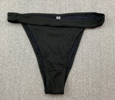 Zaful Ribbed Knit Bikini Tankini Swimsuit Bottom Womens size M Classic Black