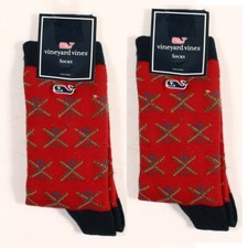 Vineyard Vines Boy's Crossed Skis Icon Socks 2 pairs - Calypso Red One size