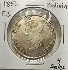 Bolivia 1856 Fj-Pts, Potosi Mint, 4 Soles, Km #123.2