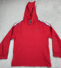 Tommy Hilfiger Hoodie Sweatshirt Youth Girls Medium 12/14 Red Track Lightweight