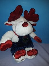 Snowflake Friends White/Red Moose Plush 13" Velour Outfit Stuffed Animal 2003