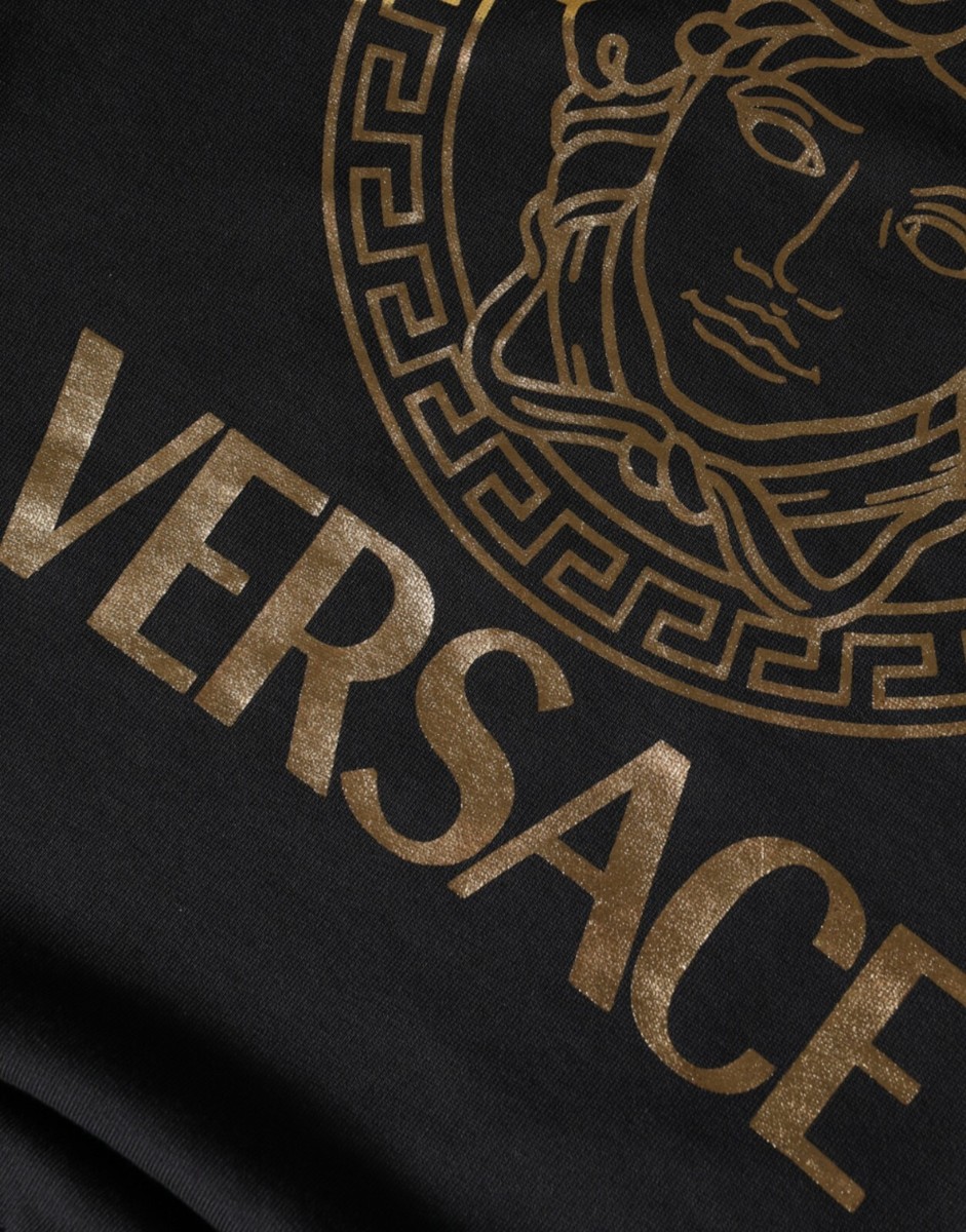 VERSACE Sweater Black Medusa Fleece Cotton Crew Neck VERSACE Sweater Black Medusa Fleece Cotton Crew Neck