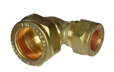 22mm x 15mm Compression Reducing Elbow (90 Degree) Brass Fitting For Copper Pipe
