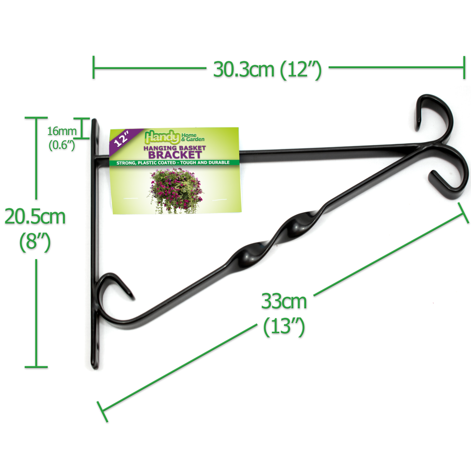 Handy Home and Garden 12" Inch (30cm) Wall Bracket for Hanging Basket